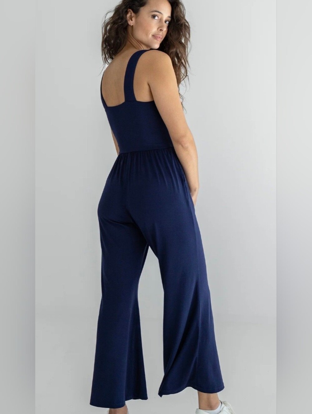 IMBODHI NAVY Wide-Leg Jumpsuit - Women's Sleeveless Size Small